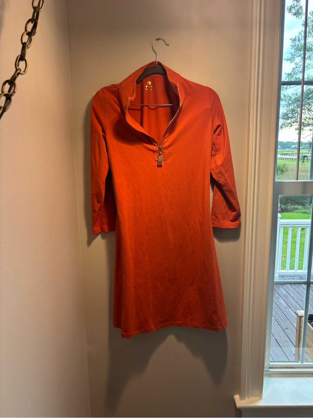 Spartina 449 Orange Quarter-Zip Tunic Dress